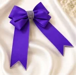 Royal Purple Rhinestone Ribbon Hair Bow - Image 3