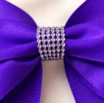 Royal Purple Rhinestone Ribbon Hair Bow - Image 4