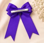 Royal Purple Rhinestone Ribbon Hair Bow - Image 5