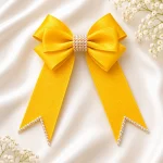 Royal Yellow Rhinestone Ribbon Hair Bow