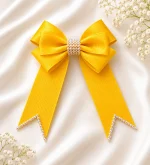 Royal Yellow Rhinestone Ribbon Hair Bow